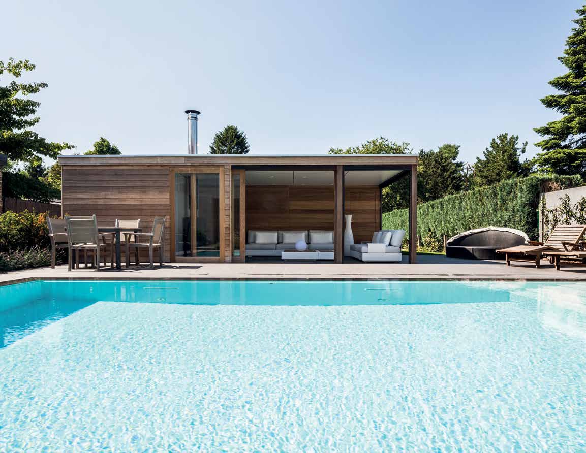 Gardival modern poolhouse in hout